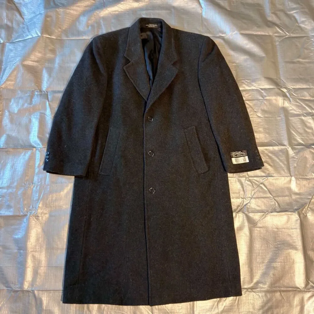 Vintage Gianfranco Ruffini Overcoat Mens 42S Wool Cashmere Blend Charcoal Coat